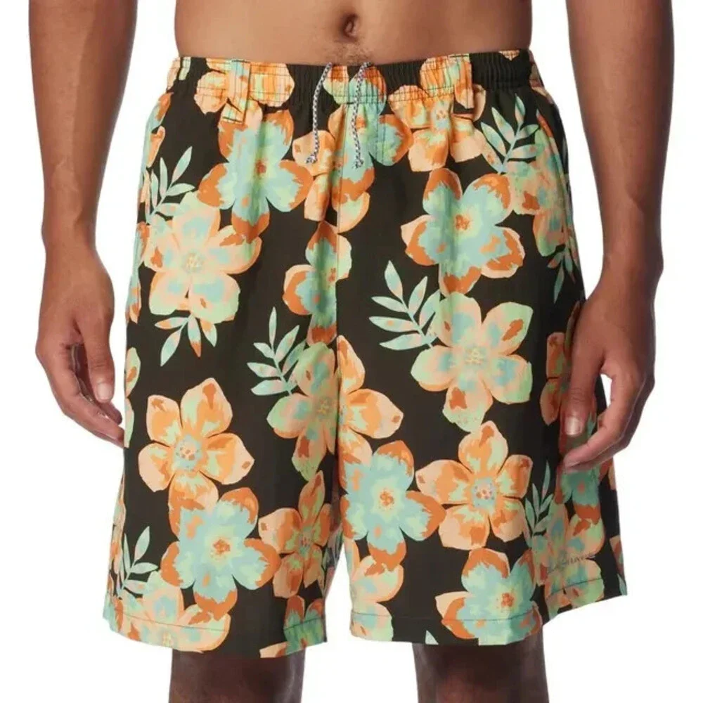 Columbia PFG Super Backcast Water Shorts Men's Green Floral Swimwear FTS727